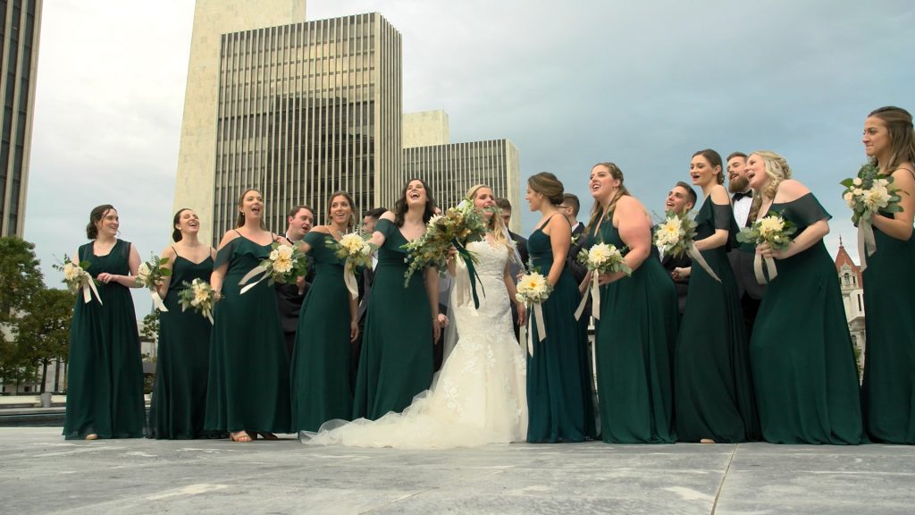 Bridesmaids Singing at empire state plaza wedding video